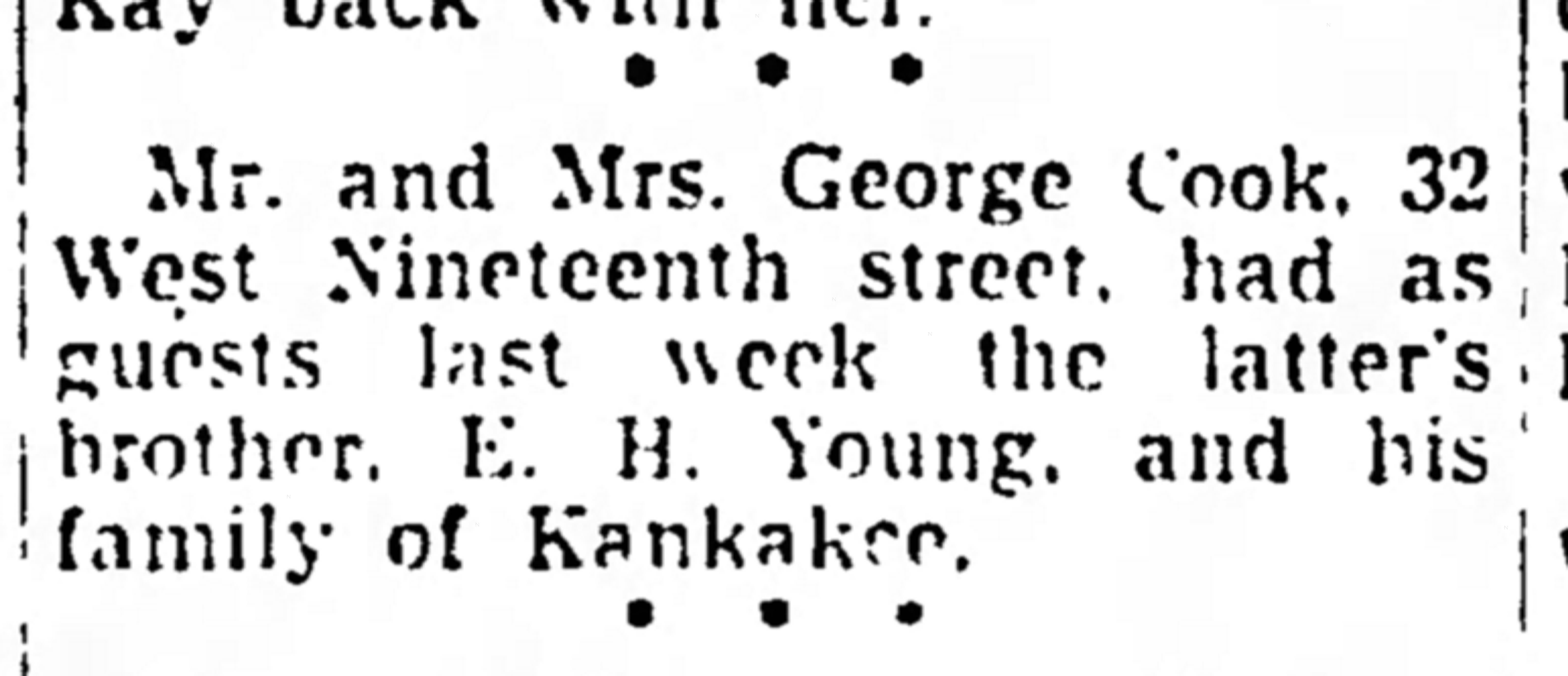 NEWSPAPER: Mrs. George Cook's brother visits