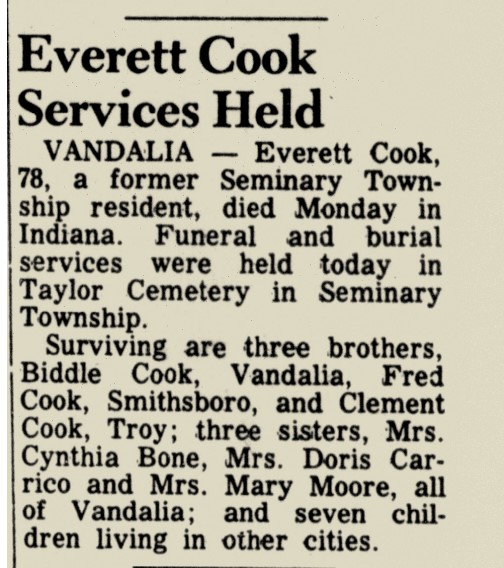 OBITUARY: COOK, Everett